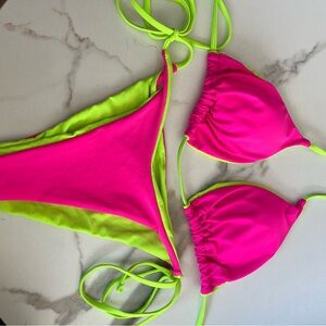 Neon Pink and Green Bikini Set